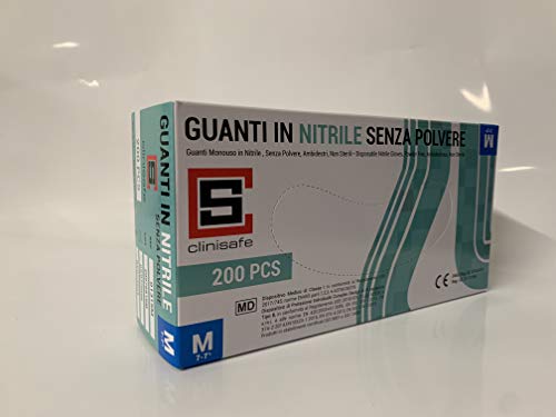 Let's GO – Guantes de nitrilo, 200 unidades, talla M, color azul