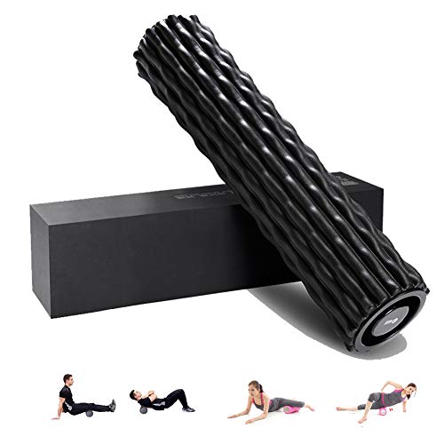 LieYuSport Foam Roller Masaje,EVA Rodillo Espuma Tejido Profundo Liberación Miofascial,Rodillo de Masaje para Muscular Fitness Pilates Yoga Roller Foam Pilates,Rodillo para Espalda,Black,45cm