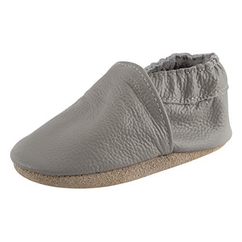 Lindos Cuero Suave Zapatos de Bebe Zapatillas Pantuflas Infantiles Patucos 0-3 Años (Gris, 22)