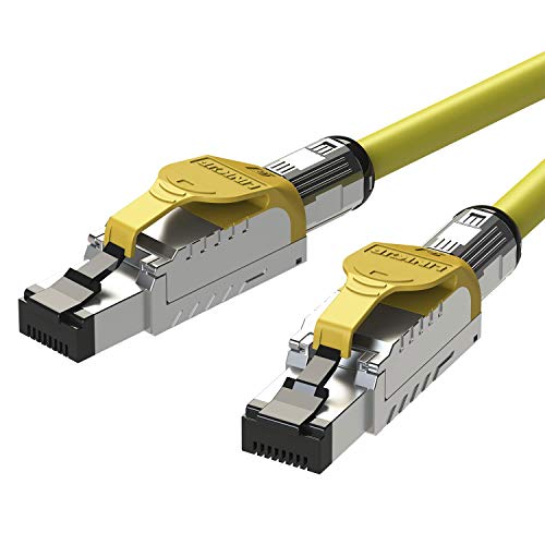 LINKUP - Cat8 Ethernet Patch Cable S/FTP 22AWG Screened Solid Cable | 2000Mhz (2Ghz) up to 40Gbps | Future 5th-Gen Ethernet LAN Network 40G Structure Wires - |Yellow| 5 M (16.5ft)