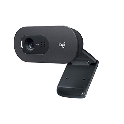 Logitech C505 HD Webcam, Color Cámara USB externa con definición de 720p para ordenador de sobremesa o portátil con micrófono de largo alcance, compatible con PC o Mac, Color Gris