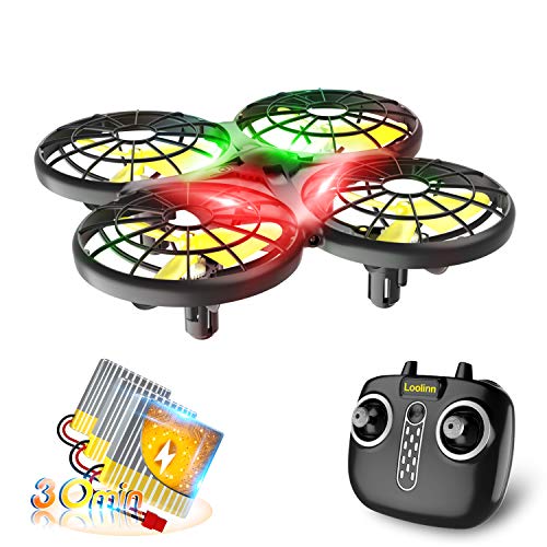 Loolinn | Dron para Niños - Mini Drone con Tecnología Anti-Colisión Automática / Acrobacias con Giro de 360° / Tiempo de Vuelo de 30 Minutos ( Tres Pilas Incluidas )