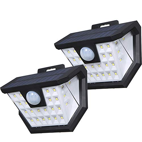 Luz Solar Exterior,Tomshine 2 Pack 2x28 LED Focos Led Exterior Solares con Sensor de Movimientos PIR Recargable IP65 Impermeable Luz Solares de Pared para Jardín, Garaje,Terraza