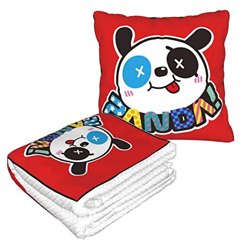 Mad Panda Manta de viaje y almohada 2 en 1 fácil de llevar, almohada de cuello de viaje y manta