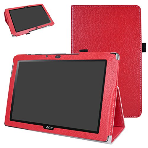 Mama Mouth Acer Iconia One 10 B3-A40 Funda, Slim PU Cuero con Soporte Funda Caso Case para 10.1" Acer Iconia One 10 B3-A40 Android Tablet PC,Rojo
