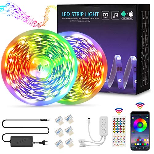 Martiount Tiras LED 30m, 5050 LED RGB Bluetooth Tira de Luces que Cambian de Color Control de APP y Control Remoto, Tira de Luces LED Music Sync para Dormitorio, Escritorio, Decoración del Hogar