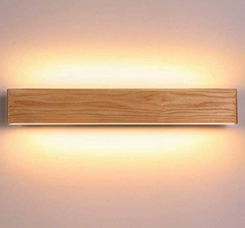 Martll Aplique de pared LED Lámpara de pared Interior Madera Aplique Lámpara de arriba y abajo Iluminación de pared para sala de estar Dormitorio Pasillo Escalera Blanco Cálido Luces (52cm)