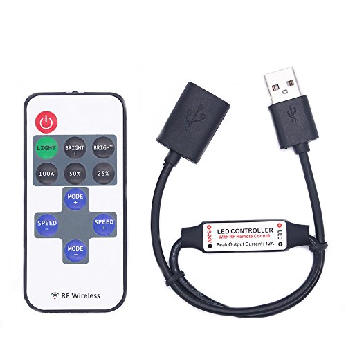 MASUNN DC5-24V 11 Teclas Mini USB RF Wireless Dimmer Control Remoto LED Controlador para Una Sola Tira De Color
