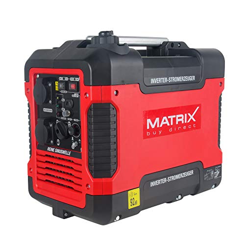 Matrix Generador de corriente inverter de gasolina silencioso, 4 tiempos, 2000 W, para camping y garaje