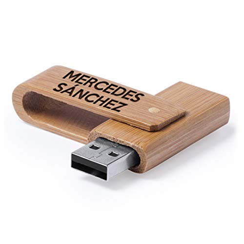 Memoria USB Personalizada de Madera 16 GB - USB Personalizado con Nombre o Texto Que Elijas