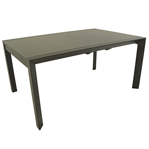 Mesa jardín Extensible de 160 cm a 220 cm, Aluminio Color Antracita y Cristal Grueso Color taupé, Tamaño: 104x160/220x76 cm Mesa jardín Extensible de 160 cm a 220 cm, Aluminio Color Antracita y Cristal Grueso Color taupé, Tamaño: 104x160/220x76 cm