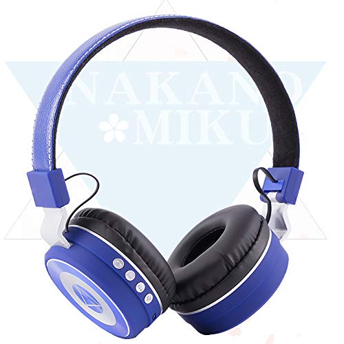 Mesky Nakano Miku auriculares Bluetooth V 4,2 + EDR estéreo inalámbrico plegable Hi-Fi accesorio disfraz cosplay auricular inalámbrico azul regalo para los fans adultos unisex (distancia 10M)