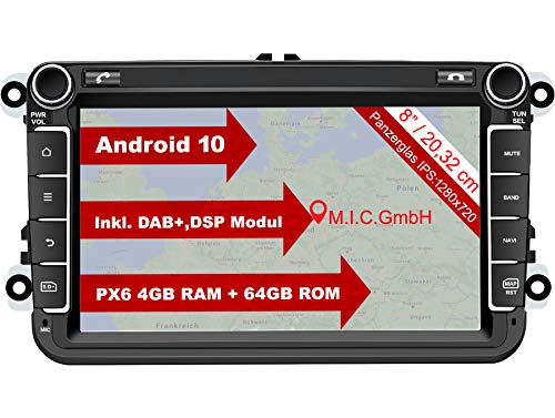 M.I.C. AV8V6 Android 10 Radio de Coche Navegación: DSP Dab+ BT 5.0 WLAN 8 Pulgadas IPS Vidrio a Prueba de Balas Pantalla AHD 4G + 64G USB SD GPS Tuning para VW Skoda Seat Polo Golf Passat touran t5