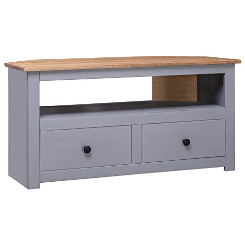 Mueble esquinero TV Madera Pino Estilo Panamá Gris 93x49x49 cm