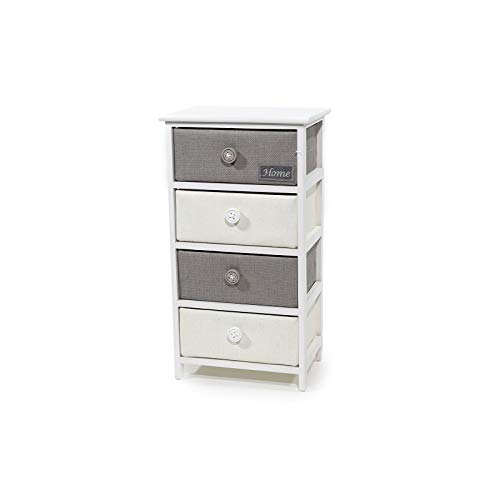 Mueble para casa vestiamo casa, mueble de madera con 4 cajones, dimensiones 73 x 40 x 29 cm, color blanco y gris Mueble para casa vestiamo casa, mueble de madera con 4 cajones, dimensiones 73 x 40 x 29 cm, color blanco y gris