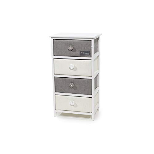 Mueble para casa vestiamo casa, mueble de madera con 4 cajones, dimensiones 73 x 40 x 29 cm, color blanco y gris