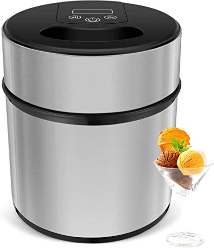 MVPower Heladera de 2 L, preparadora de helados con temporizador digital y apertura de tapa, para yogur, sorbetes y helados, incluye cuchara de helado y recetas, acero inoxidable, 21 x 21 x 23,3 cm MVPower Heladera de 2 L, preparadora de helados con temporizador digital y apertura de tapa, para yogur, sorbetes y helados, incluye cuchara de helado y recetas, acero inoxidable, 21 x 21 x 23,3 cm