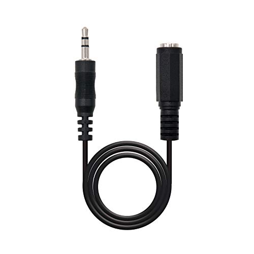 NanoCable 10.24.0201 - Cable audio estereo, JACK 3.5/M-JACK 3.5/H, macho-hembra, negro, 1.5mts