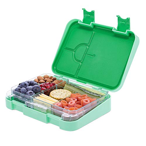 Navaris Fiambrera hermética para Comida - Lunch Box sin BPA con divisores - Bento Box para merienda Almuerzo Desayuno de niños y Adultos - Verde