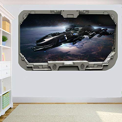 Nave espacial en la Tierra Nave espacial Ventana Etiqueta de la pared Decoración de la habitación Calcomanía Mural 80x125cm