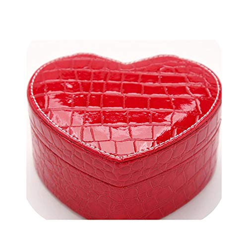 Nigel Tomm Caja de exhibición de joyería con forma de corazón, patrón de cocodrilo, piel sintética, organizador de almacenamiento de joyas, caja de exhibición desmontable, color rojo