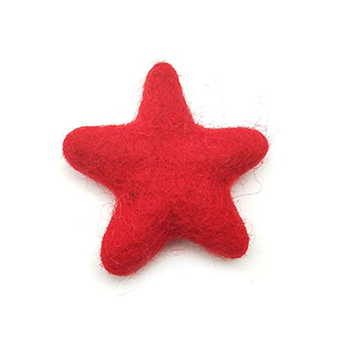 NorCWulT Los fieltros de Lana en Forma de Estrella de Costura Crafts DIY del Empuje de Lana fieltros Hecho a Mano para Navidad Fieltro Cubierta decoración 6cm Rojo