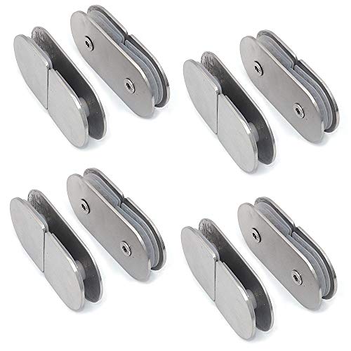 NUZAMAS - Juego de 8 abrazaderas de cristal de acero inoxidable 304 de 180 grados, soportes de cristal a vidrio, soporte de estante de cristal, se adapta a paneles de cristal de 8 a 12mm de grosor NUZAMAS - Juego de 8 abrazaderas de cristal de acero inoxidable 304 de 180 grados, soportes de cristal a vidrio, soporte de estante de cristal, se adapta a paneles de cristal de 8 a 12mm de grosor