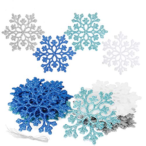 O-Kinee Copo de Nieve Decoración, 24 Confeti Copos de Nieve Brillantes, Copo Nieve Decoración Frozen, Copo de Nieve Decoraciones para árboles de Navidad Boda Fiestas Adornos Festivo