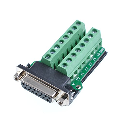 Oiyagai DB15 hembra con conector de tuerca placa de desmontaje RS232 serie a D-SUB módulo de señal del conector de bloque de terminales Oiyagai DB15 hembra con conector de tuerca placa de desmontaje RS232 serie a D-SUB módulo de señal del conector de bloque de terminales