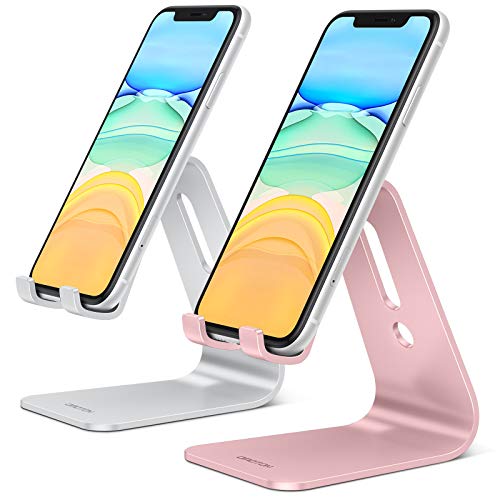 OMOTON Soporte Móvil Mesa 2 Pack, Soporte Base 2 Piezas para Teléfono con Almohadilla de Silicona Antideslizante para iPhone 12 Mini/12 Pro Max/11 Pro, Huawei P20 Lite, Samsung S10, Plata + Oro Rosa OMOTON Soporte Móvil Mesa 2 Pack, Soporte Base 2 Piezas para Teléfono con Almohadilla de Silicona Antideslizante para iPhone 12 Mini/12 Pro Max/11 Pro, Huawei P20 Lite, Samsung S10, Plata + Oro Rosa