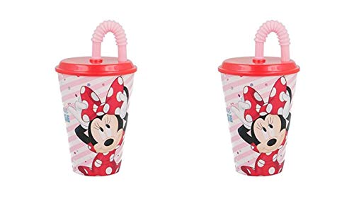 OTRA 3155; Pack de 2 Vasos con Pajita Disney Minnie Mouse; Capacidad 415 ml; Producto de plástico Reutilizable; No BPA OTRA 3155; Pack de 2 Vasos con Pajita Disney Minnie Mouse; Capacidad 415 ml; Producto de plástico Reutilizable; No BPA