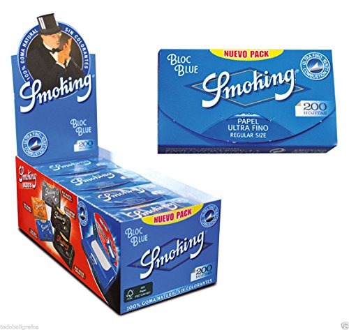 Papel de Fumar Smoking 200 azul. caja completa , 20 libritos de 200 hojitas cada uno.