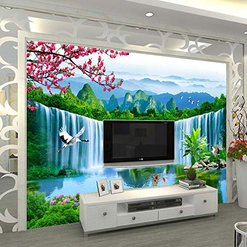 Papel pintado de árbol de bosque de paisaje rural papel tapiz de fondo de TV de sala de estar paisaje natural 3D mural a gran escala-428X350CM