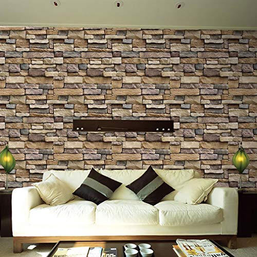 Papel Pintado de ladrillo de Piedra 3D Etiqueta de Pared de PVC extraíble Decoración del hogar Papel de Pared de Arte DIY Papel Pintado Decorativo Autoadhesivo Impermeable para Dormitorio Sala