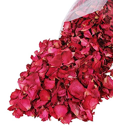 Pétalos de rosa secos naturales Lvcky100 g de pétalos de rosa roja para pies, baño, spa, boda, confeti, casa, fragancia, manualidades, accesorios