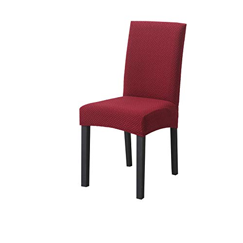 PETCUTE Fundas para sillas de Comedor Universal Protectores de sillas de Cocina Fundas para sillas Modernas Respaldo Alto Vino Rojo 6 Piezas