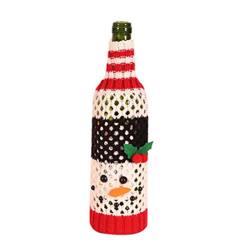 PIAOLING Botella de Vino Botella Bolsa de Navidad Vino Tinto Cubierta del Vestido de Navidad Bolsa de Tejido del Sombrero de la Botella de Cerveza decoración de la Tabla Partido del Año Nuevo Inicio
