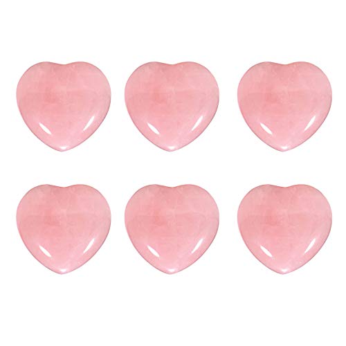 Piedras De Palma De Corazones De Cuarzo Piedra De La Preocupación De La Palma Amor De Corazón De Cristal De Cuarzo Rosa Decoración De Piedras Preciosas En Forma De Corazón Para Decoración（6 Piezas）