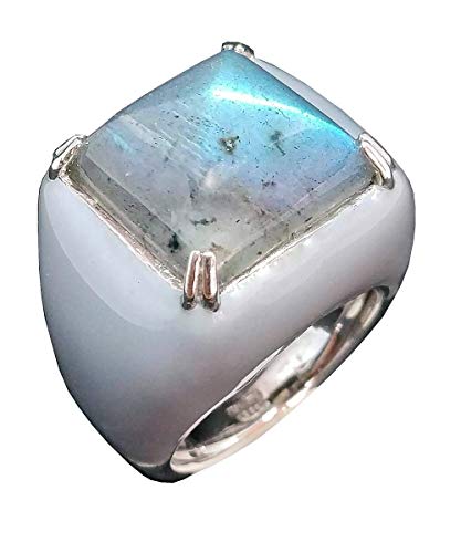 Poliegos Marble - Anillo de mujer en plata esmaltada y piedra natural