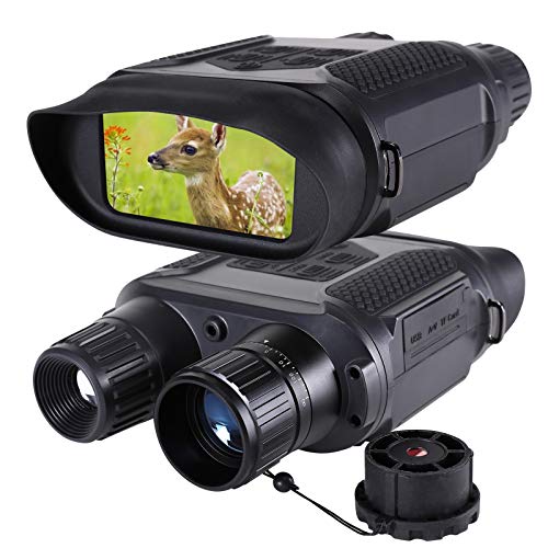 Prismáticos Digital de Visión Nocturna para la Caza, 7x31 con Cámara Infrarroja TFT LCD HD de 4 Pulgadas y Videocámara Rango de Visualización de 1300 pies / 400M, con Tarjeta de Memoria 32G