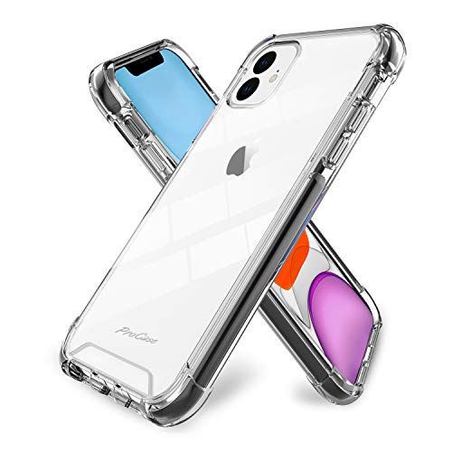ProCase Funda Transparente iPhone 11, Carcasa Plástica Híbrida Ultra Fina, Bumper Rugoso Antichoques con Esquinas Reforzadas para iPhone 11 2019 –Negro