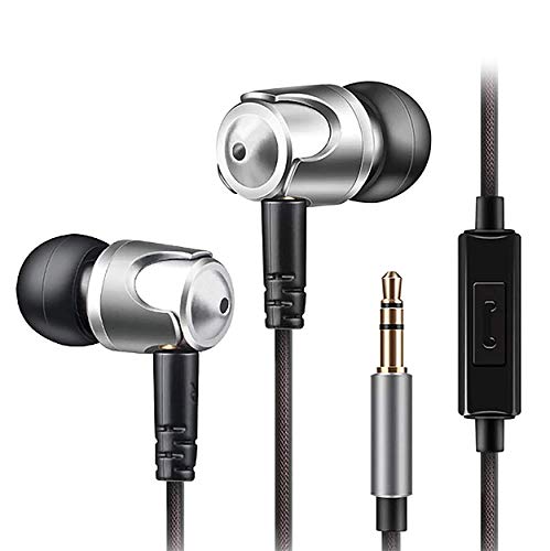 QKZ DM4 - Cable de auriculares in-ear (100 dB, Hi-Fi, audio, micrófono, para juegos, extra graves, 1,2 m, cable TPE, color plateado)