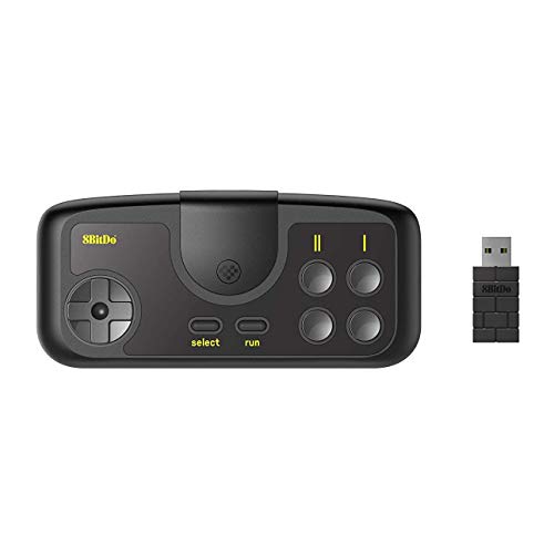 QUMOX Gamepad Inalámbrico de 8 bits Compatible con PC Engine Mini CoreGrafx Mini TubroGrafx-16 Mini Switch (Negro, PCE 2.4g)