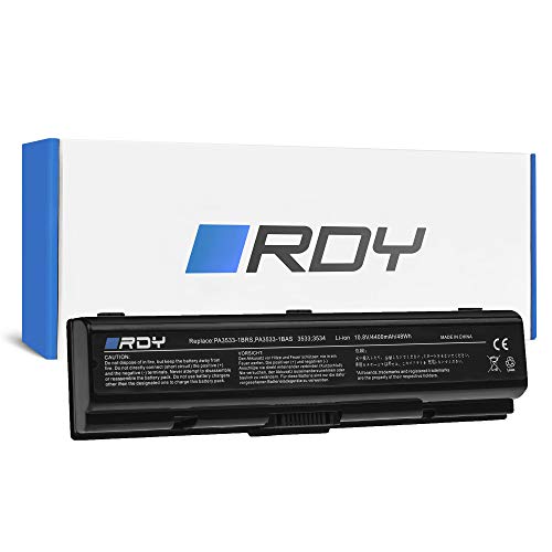 RDY Batería para Toshiba Satellite Pro L550D-11J L555 L555D M200 M205-SP3018 DynaBook T30 T31 T40 T41 T42 T43 Equium A200 (4400mAh 10.8V)