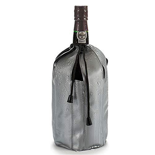 Regalos Estrella Azul Enfriador botella vino color plateado, funda enfriadora botellas de vino y champán ajustable con cuerdas en la parte superior