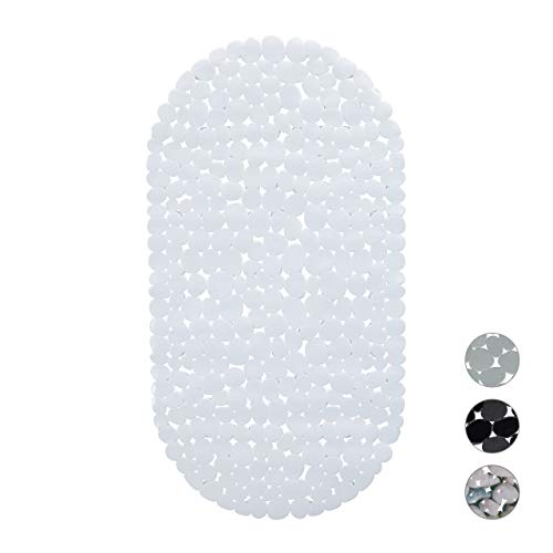 Relaxdays Alfombrilla Bañera, Apariencia de Piedras, Antideslizante, con ventosas, Lavable, 36 x 68 cm, 1 Ud., Blanco, PVC, 10029453_49 Relaxdays Alfombrilla Bañera, Apariencia de Piedras, Antideslizante, con ventosas, Lavable, 36 x 68 cm, 1 Ud., Blanco, PVC, 10029453_49