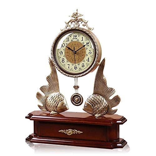 Reloj De Chimenea Clásico Reloj De Péndulo Reloj De Mesa Mudo Reloj De Manto Cobre Puro Reloj Digital De Madera Reloj Nórdico Retro Regalo Sala De Estar Escritorio Creativo Decoración Reloj Antiguo,