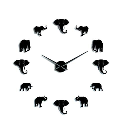 Reloj de Pared, Reloj de Pared con Forma de Elefante único, Estilo Moderno, Brillante, acrílico, Espejo acrílico, Reloj Colgante, decoración para el hogar