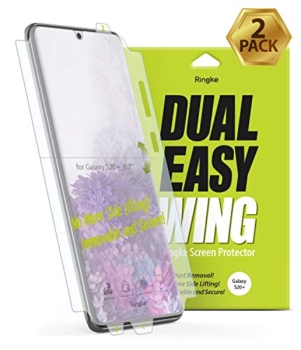 Ringke Dual Easy Wing Film [2 Unidades] Diseñado para Protector de Pantalla Samsung Galaxy S20 Plus (6.7"), Protección Clara Fácil de Instalar Cobertura Total Protector Pantalla Galaxy S20 Plus (2020)
