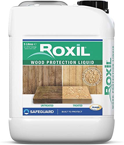 Roxil tratamiento de fondo para madera exterior - Proporciona 10 años de protección e impermeabilización (5 Litros) Roxil tratamiento de fondo para madera exterior - Proporciona 10 años de protección e impermeabilización (5 Litros)